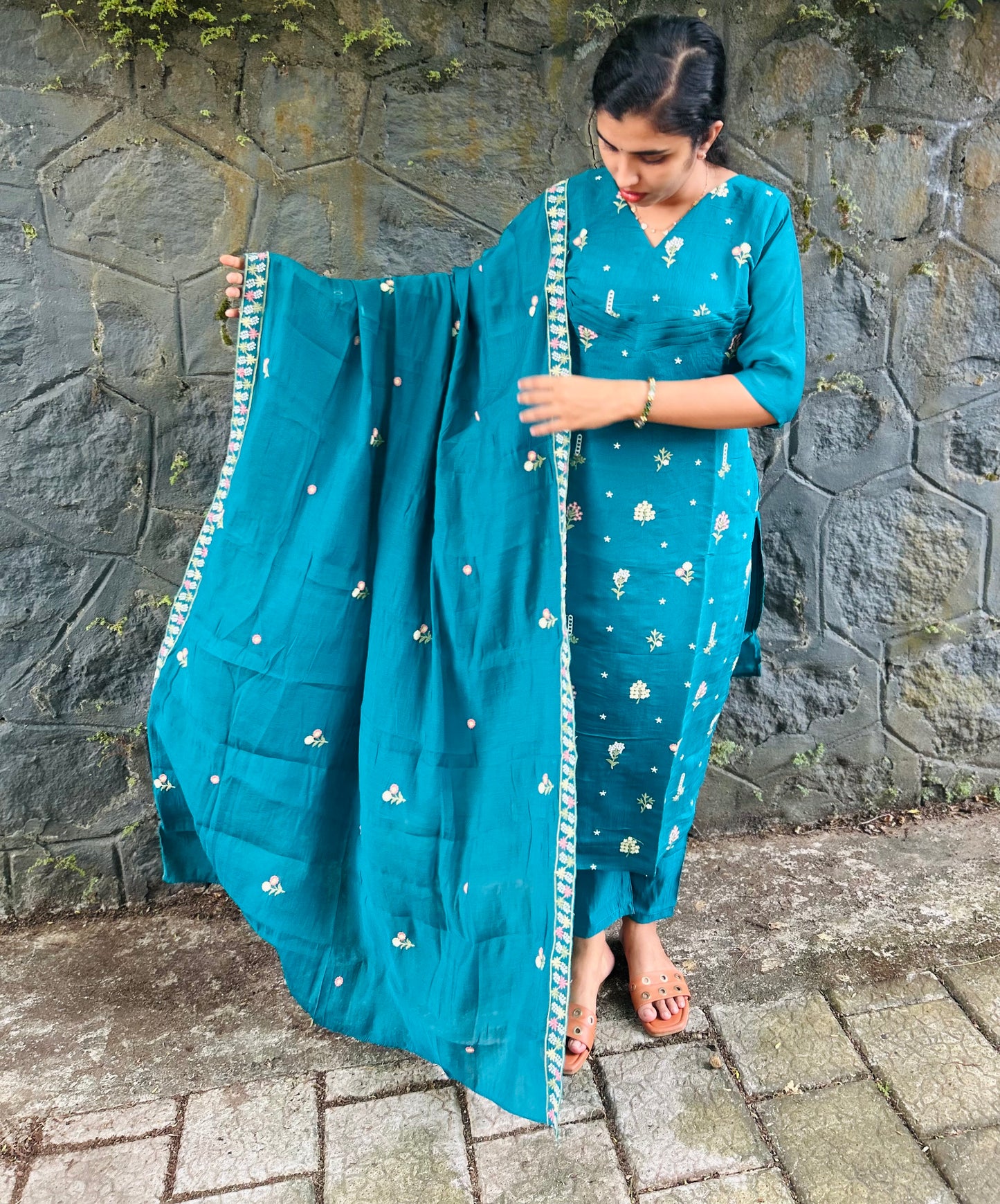 Mul Chanderi Kurthi Set