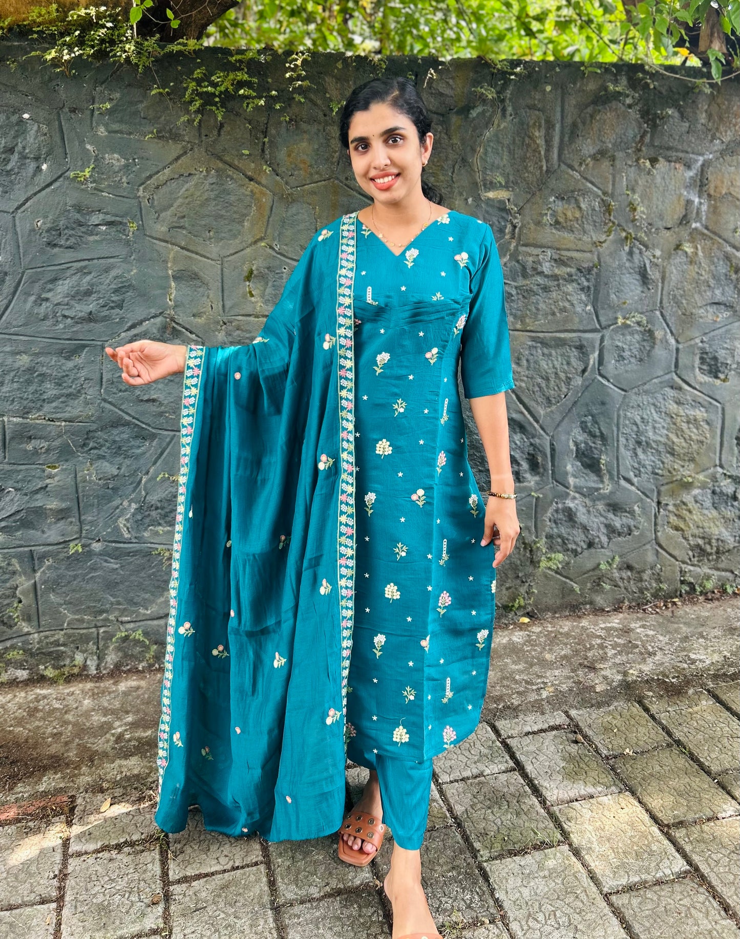 Mul Chanderi Kurthi Set