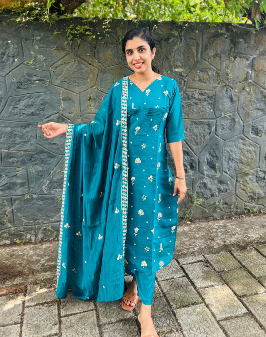 Mul Chanderi Kurthi Set