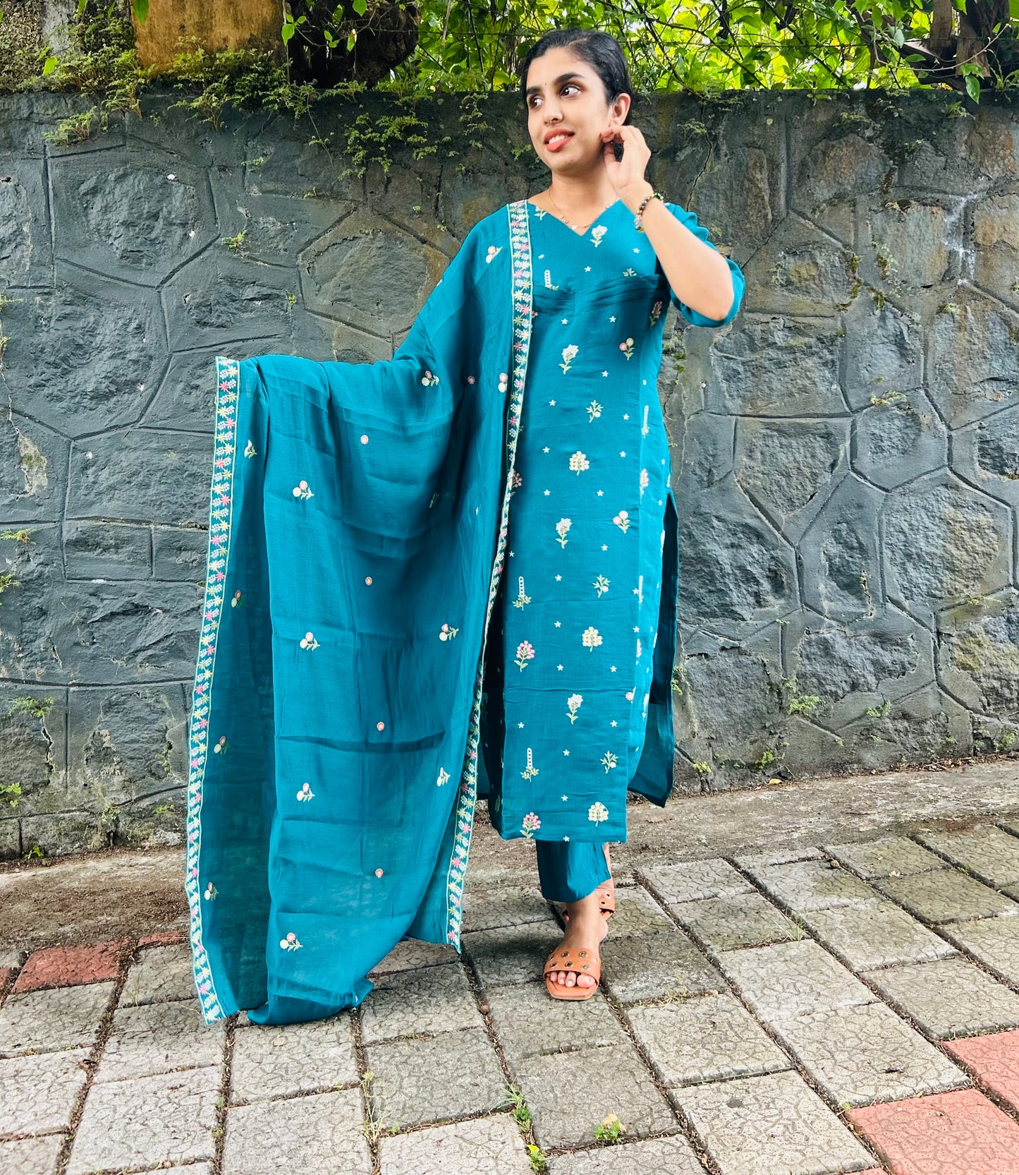 Mul Chanderi Kurthi Set