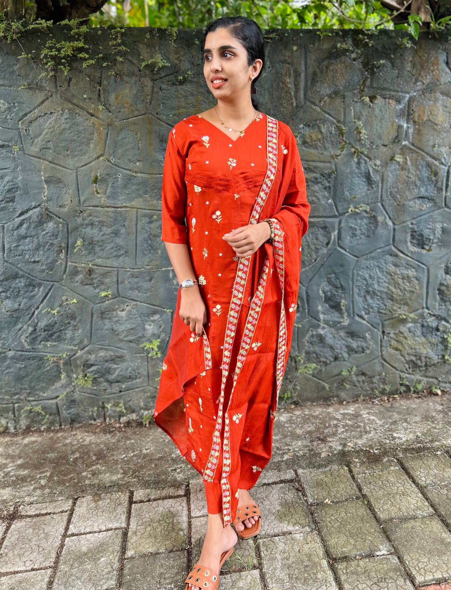 Mul Chanderi Kurthi Set